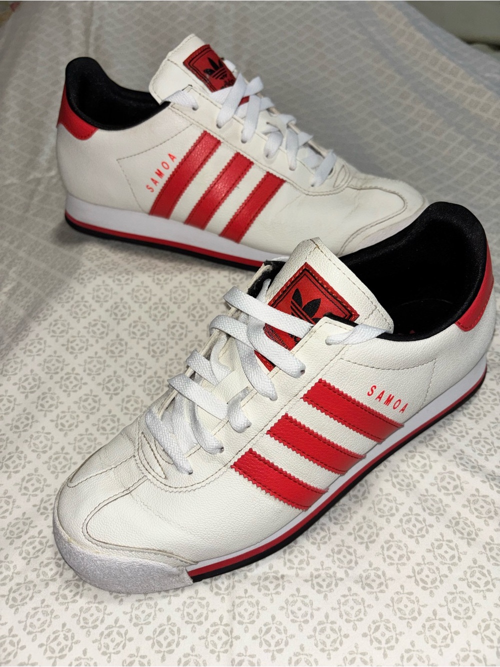 Adidas Samoa Tennis Shoes White Red Women's Sneakers 8.5 M